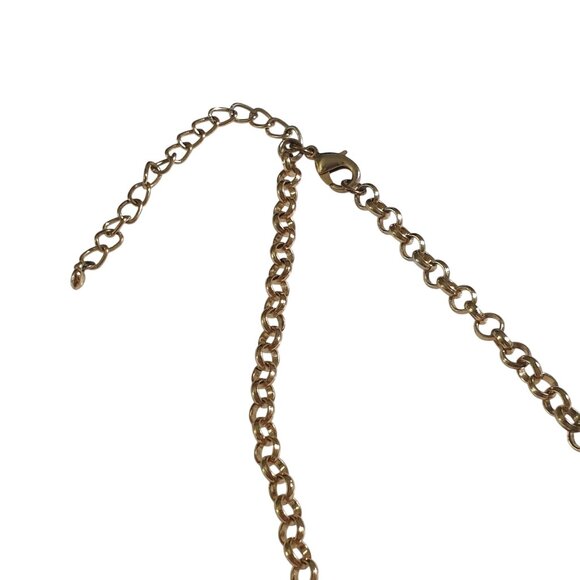 Bib Necklace Cream Teardrop Beads Gold Tone Chain Lobster Clasp Adjustable - Picture 3 of 6